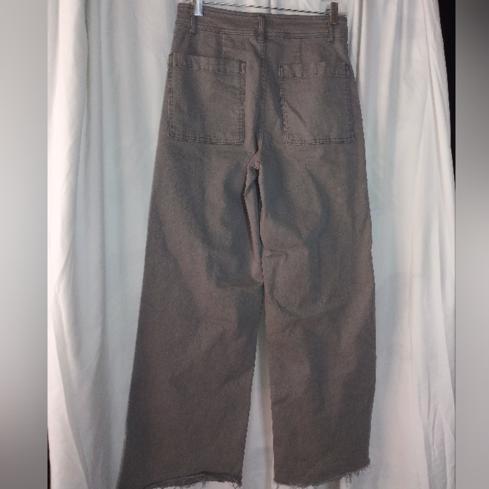 Oat New York Size 6 Women's 11" Wide Leg Jeans Gray Raw Hem Scandi Coastal - Picture 11 of 11